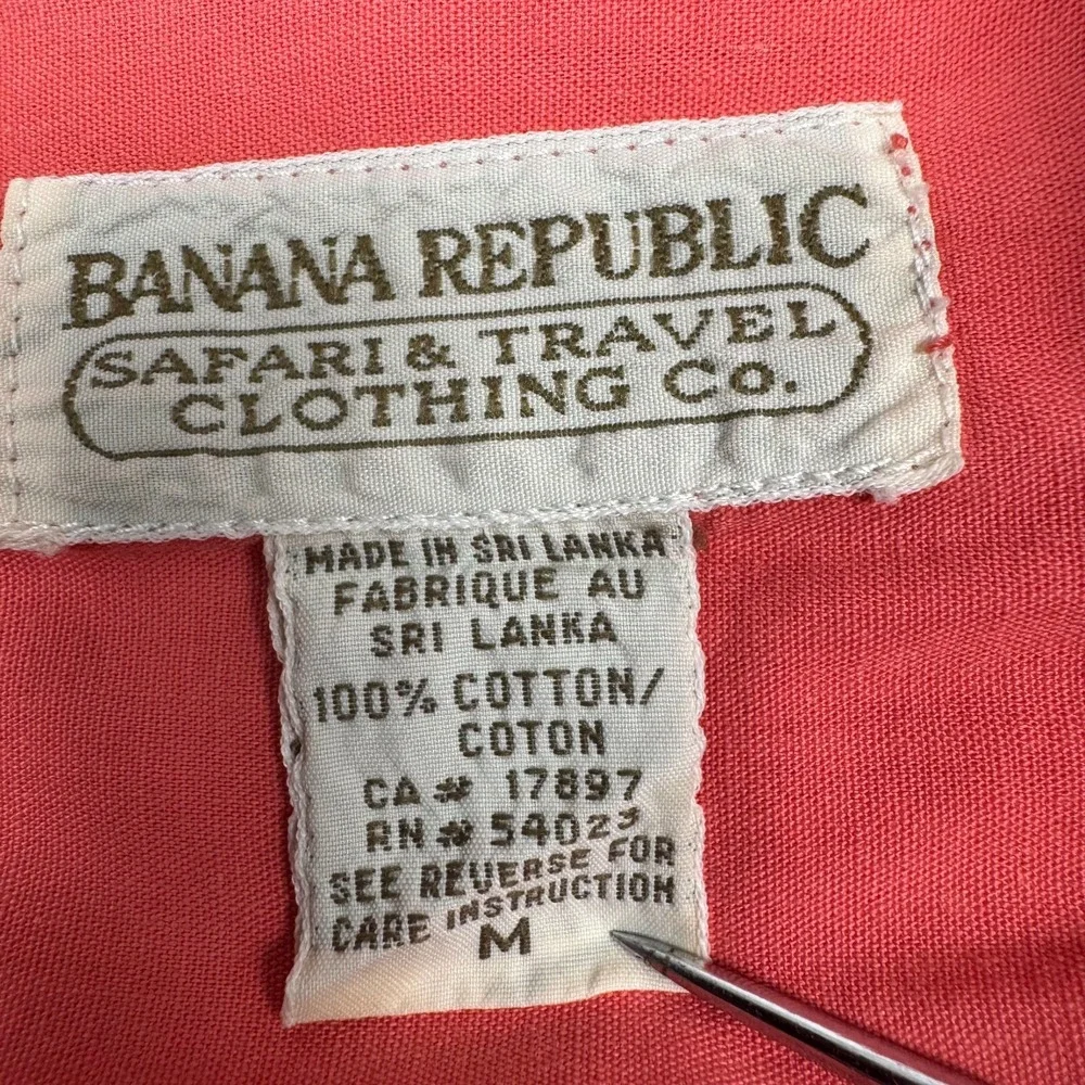 Banana Republic Safari & Travel Clothing Co‎ Shirt Men M Button Up S/S Coral VTG